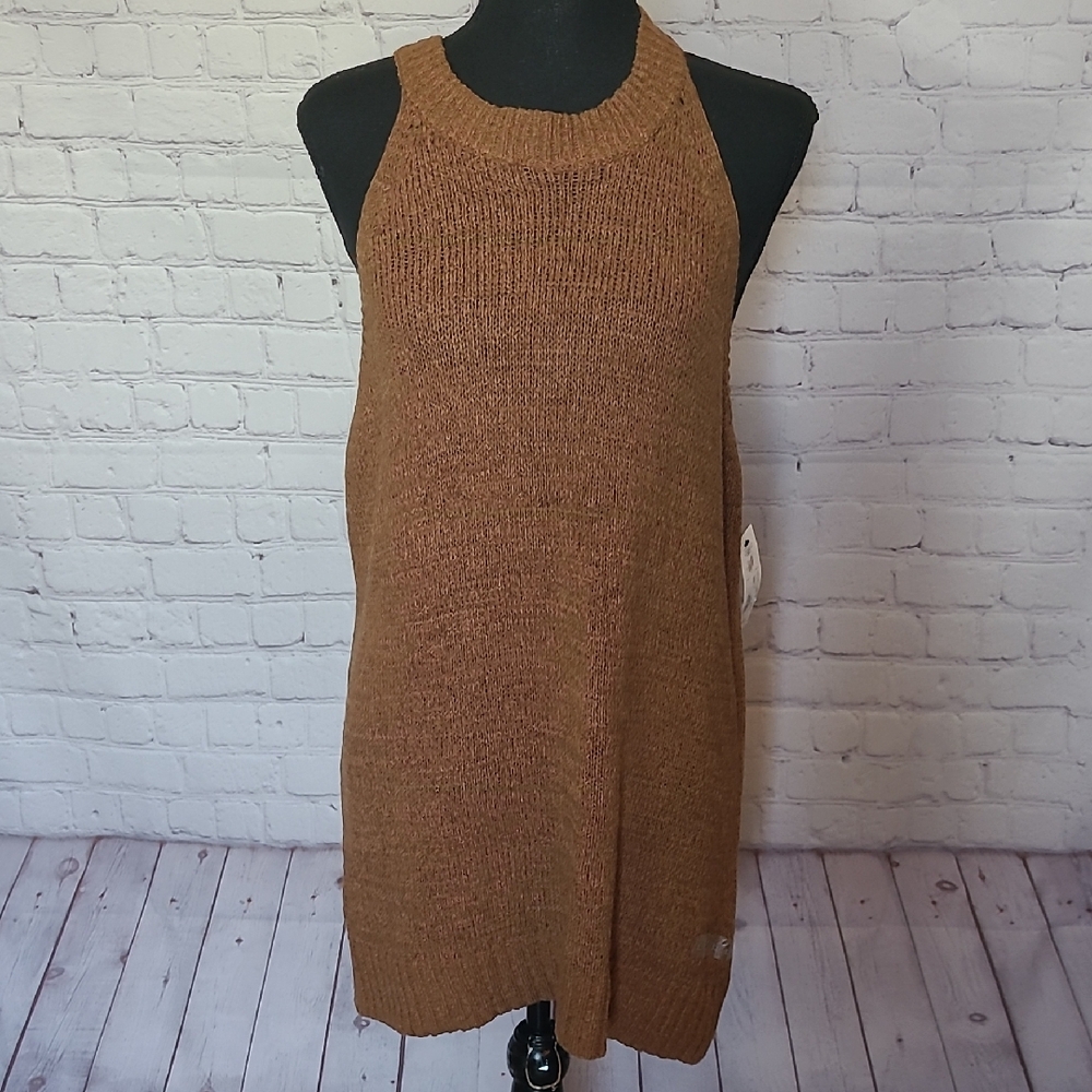 New Size XL Brown Knit Sweater Halter Tunic Versatile Fall Trendy